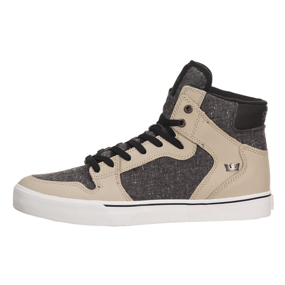 Baskets Montantes Supra Vaider Kaki Peyote/Black-White Homme | WKD-83678592